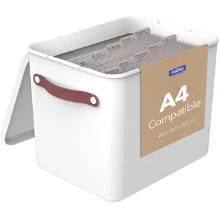 Rotho MYPAPER Aufbewahrungsbox Dokumentenablage aus Kunststoff in Weiß | Aufbewahrungsboxen für Unterlagen, 15 FSC-Hängemappen und Sticker, Schreibtisch Organizer für Papierkram im Büro oder daheim