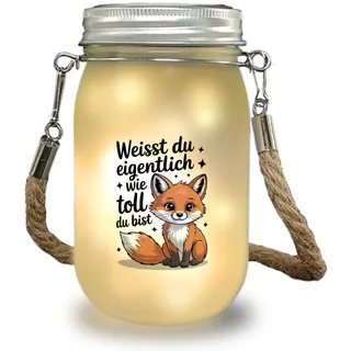 Fuchs Solarlicht mit Spruch Weißt du eigentlich wie toll du bist