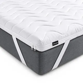 POKAR Matratzentopper 200x200 cm | Premium 5 cm Komfortschaum Matratzenauflage | Topper für Boxspringbett, Matratze und Gästebett | Waschbarer Bezug, rutschfest | Oeko-TEX | Made in EU