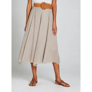 Apricot Midirock Midirock im Crinklelook (2-tlg., mit Gürtel) mit Flechtgürtel braun L (40)