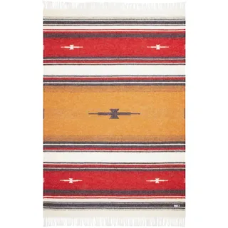 Steppenwolle® Wolldecke Patagonia (135x200 cm) Decke Boho aus 100% Schurwolle | Wolldecke für Kinder & Erwachsene | Bunte Decke in rot gelb schwarz | Fair produziert in der EU
