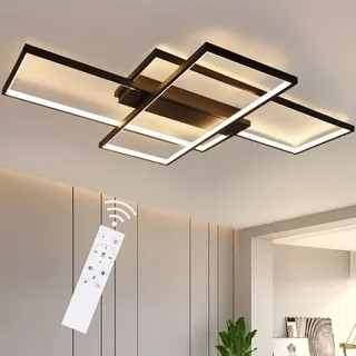 ZMH LED Deckenleuchte Schwarz Dimmbar Modern Deckenlampe 88W Geometrische Wohnzimmerleuchte Schlafzimmer Lampe - Schwarz