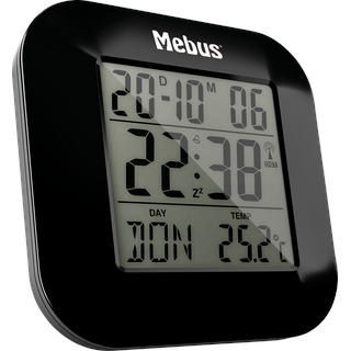 MEBUS 51510 - Funkwecker digital, Temperatur, Datum, schwarz