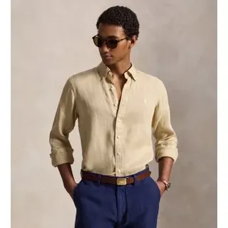Polo Ralph Lauren für Herren. 710966294520 Beiges Custom-Fit-Leinenhemd (XXL), Lässig, Langarm