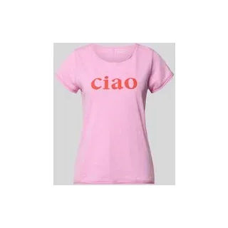 T-Shirt mit Statement-Print und Rundhalsausschnitt, Rosa, XS