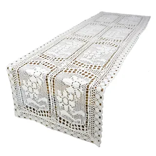 Gehäkelter Tischläufer Weiß 40/160 Weiße Boho-tischdecke Für Couchtisch Kommode