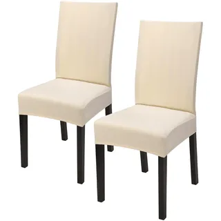 Segus Stuhlhussen 2er Set, Stuhlbezug Stretch, Elastische, Abnehmbare und Waschbarer, Stuhlhussen Beige für Esszimmer, Wohnzimmer, Hochzeit, Partys Deko (Velvet)