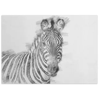 Wallario Teppich Zebra in schwarz weiß - Bleistift Zeichnung, rechteckig, rutschfest 50 cm x 70 cm