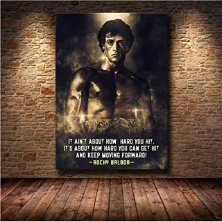 danyangshop Schwarz Und Weiß Rocky Balboa Boxen Bodybuilding Malerei Poster Drucke Wandkunst Bild Motivierende Wohnzimmer Dekor (40X60Cm) Ohne Rahmen