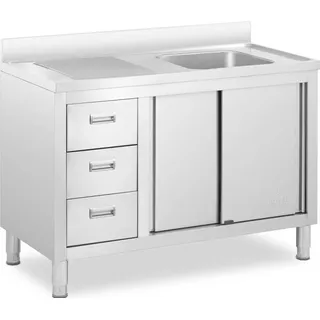 Royal Catering Spülenschrank 1 Becken - - Edelstahl - 400 x 400 x 300 mm