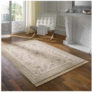 TaraCarpet Teppich Palazzo Royal Antique Roses Bordüre, rechteckig, Höhe: 6 mm, Bordüre Seiden Optik B.grau Wohnzimmer Schlafzimmer Esszimmer 160x230 grau 160 cm x 230 cm x 6 mm