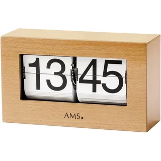 AMS Tischuhr Tischuhr modern massives Holzgehäuse aus Buche - AMS Modell: 1175/18