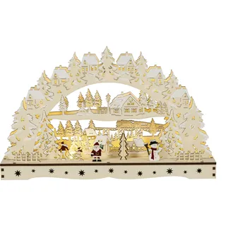 HGD 3D-Lichterbogen Santa & Schneemann 43 cm beige