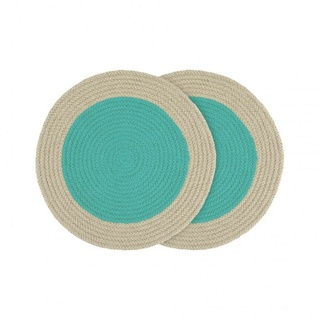 REMEMBER Baumwoll-Tischsets "Mint", 2er-Set - H 0,5 cm, Ø 38 cm - Buntes Baumwoll-Tischsets