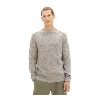Tom Tailor Herren Rundhals Pullover CREWNECK KNIT Regular Fit Beige Blau Mouline 32742 XXL