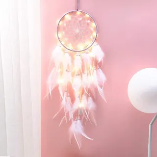 Attrape De Rêves Led, Faite Main Capteur De Rêves En Plumes Lum