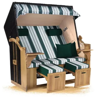 Strandkorb Hanse Ostsee XXL 2,5 Sitzer Volllieger schwarz 150cm breit, ideal für Garten, Terrasse und Balkon