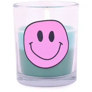 pajoma® kerze im Glas Grün - Türkis 1 Stück | Smiley Design | 80g Wachs, Brenndauer ca. 16 Stunden, unbeduftet | Dekoration für Partys, Hochzeiten & Spa | Premium Qualität