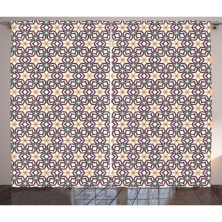 Gardine Schlafzimmer Kräuselband Vorhang mit Schlaufen und Haken, Abakuhaus, orientalisch Bunte Blumenformen bunt 280 cm x 175 cm