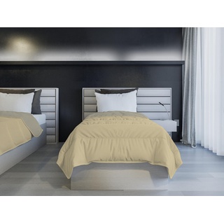Italian Bed Linen Sommerdecke, feuerfest, zweifarbig, aus Seide, Taupe/Creme, 150 x 200 cm