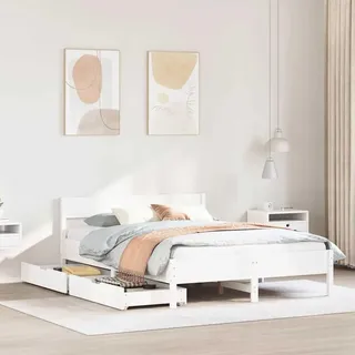 vidaXL Massivholzbett 140 x 190 cm Weiß
