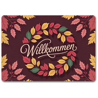 speecheese Fußmatte Willkommen Herbstlaub Kranz Fußmatte in 35x50 cm ohne Rand 35 cm