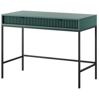 Compleo Konsolentisch mit 2 Schubladen NANCY, Gold/schwarz griffe, Fronten gefräst grün