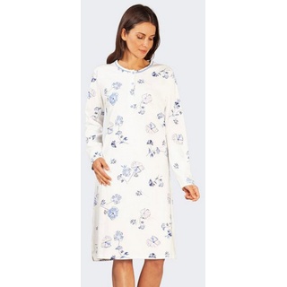 Hajo Nachthemd Damen Schlafshirt mit Knopfleiste (1-tlg) Warme Baumwolle Interlock Qualität beige 48-50