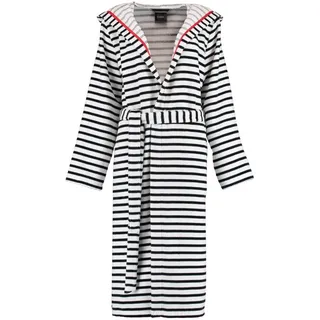 CAWÖ Bademantel mit Kapuze 1243 schwarz-weiß XL