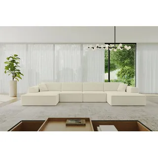 altdecor Eckcouch Samt 6-Sitzer Beige