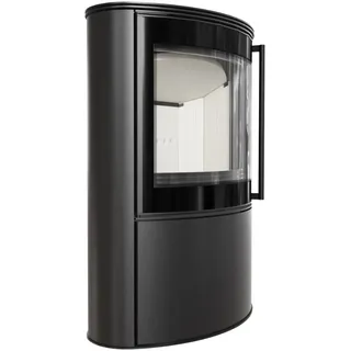 Kratki Kaminofen Bjorn Ø 150 mit Türfeder schwarz / Innenverkleidung weiß 10 kW