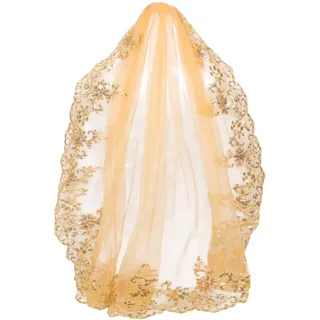 WRITWAA Eleganter Goldener Paillettenschleier aus Spitze mit Eisenkamm Klassischer Brautschleier für Damen Vielseitiges Haaraccessoire für Junggesellinnenabschied und Hochzeit