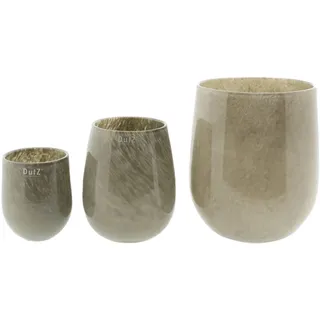 DutZ Barrel Taupe | Windlicht, Vase Übertopf | mundgeblasenes Glas | versch. Grössen (H 18 cm D 14 cm)