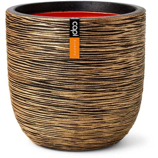 Capi Europe - Topf Kugel Rib NL - 55x53 - Gold - Blumentopf für den Innen- und Außeneinsatz - Übertopf - Pflanztopf - Pflanzgefäß - Kunststoff - KBGR935