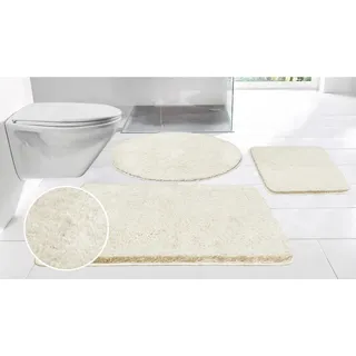 Möve Badematte Superwuschel, Badvorleger, Badezimmer Teppich, Höhe 40 mm, rutschhemmend beschichtet, schnell trocknend, strapazierfähig, fußbodenheizungsgeeignet, Polyester, rund, Mikrofaser-Badematte, Badteppich, rechteckig, rund & als 3-tlg. Set beige rund | Ø 80 cm x 40 mm