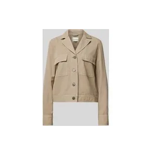 Regular Fit Caban-Jacke aus Baumwoll-Leinen-Mix, Beige, 46