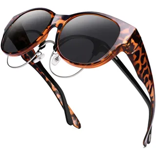 URUMQI Überzieh Sonnenbrille für Herren Damen | Polarisiert TR90 Rahmen Sonnenbrille UV-Schutz Überbrille für Fahren - Mittelgroß bis Groß