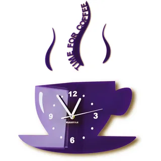 FLEXISTYLE Küchenuhr modern lila Beere große Wanduhr ohne tickgeräusche Kaffee Motiv Design dekorativ wanduhren Wand küche Uhr, wall Clock, wall Clocks, Aus hochglänzendem Acrylglas gefertigt