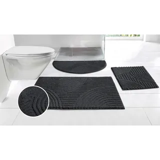 Badematte OTTO HOME "Ognon, Scandi, Boho, modernes Muster" Gr. 5, grau (anthrazit), H:15mm, Polyester, Badematten, Badematte, Badteppich, Uni Farben, Hoch-Tief-Effekt