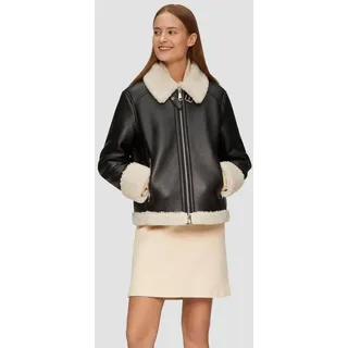 s.Oliver Winterjacke Outdoor-Jacke Jacke aus Lederimitat mit Teddyplüsch schwarz XXL (44)