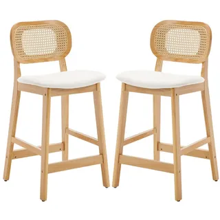WAHSON OFFICE CHAIRS Barhocker Rattan 2/4er Set, Barstuhl Bistrohocker weiß