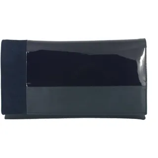 LONI Damen Clutch Abend Hochzeit Tasche in Kunst Leder/Lack/Wildleder in Marine Blau - M