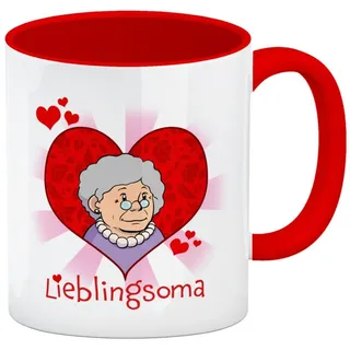 speecheese Tasse Lieblingsoma Kaffeebecher Rot mit Oma im Herz