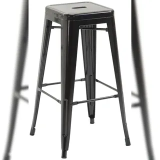 DELUKE® Barhocker MILAN - Schwarz, Metall | Barhocker ohne Lehne Barstuhl Tresenhocker Tresenstuhl Kneipenhocker Kneipenstuhl