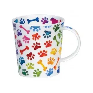 Dunoon Bone China Lomond Mug - Pawprints Range - Colourful Dog Paws