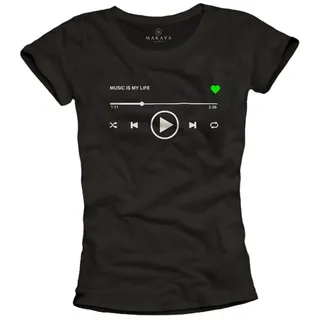 MAKAYA Print-Shirt mit Spruch Damen Herz Motiv Band GYM Sport Training Fitness Top Kurzarmshirt schwarz XL