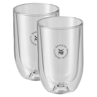 WMF Latte-Macchiato-Glas 2er Set BARISTA, Füllmenge 270 ml, mit Henkel, Borosilikatglas, doppelwandiger Glaskörper weiß
