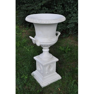 JVmoebel Skulptur XXL Design Vase Blumen Topf Vasen Schale Boden Deko auf der Säule weiß