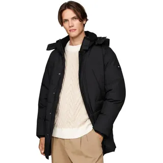 Tommy Hilfiger Herren Daunenmantel Rockie Utility Parka mit Knopfleiste, Schwarz