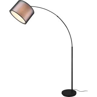 Stehlampe PLACES OF STYLE "Liotta" Lampen Gr. Ø 35,0 cm Höhe: 171,0 cm, schwarz (schwarz matt) Bogenlampe Bogenlampen mit Doppelschirm Textil, Fußschalter, transparenter Organza-Schirm